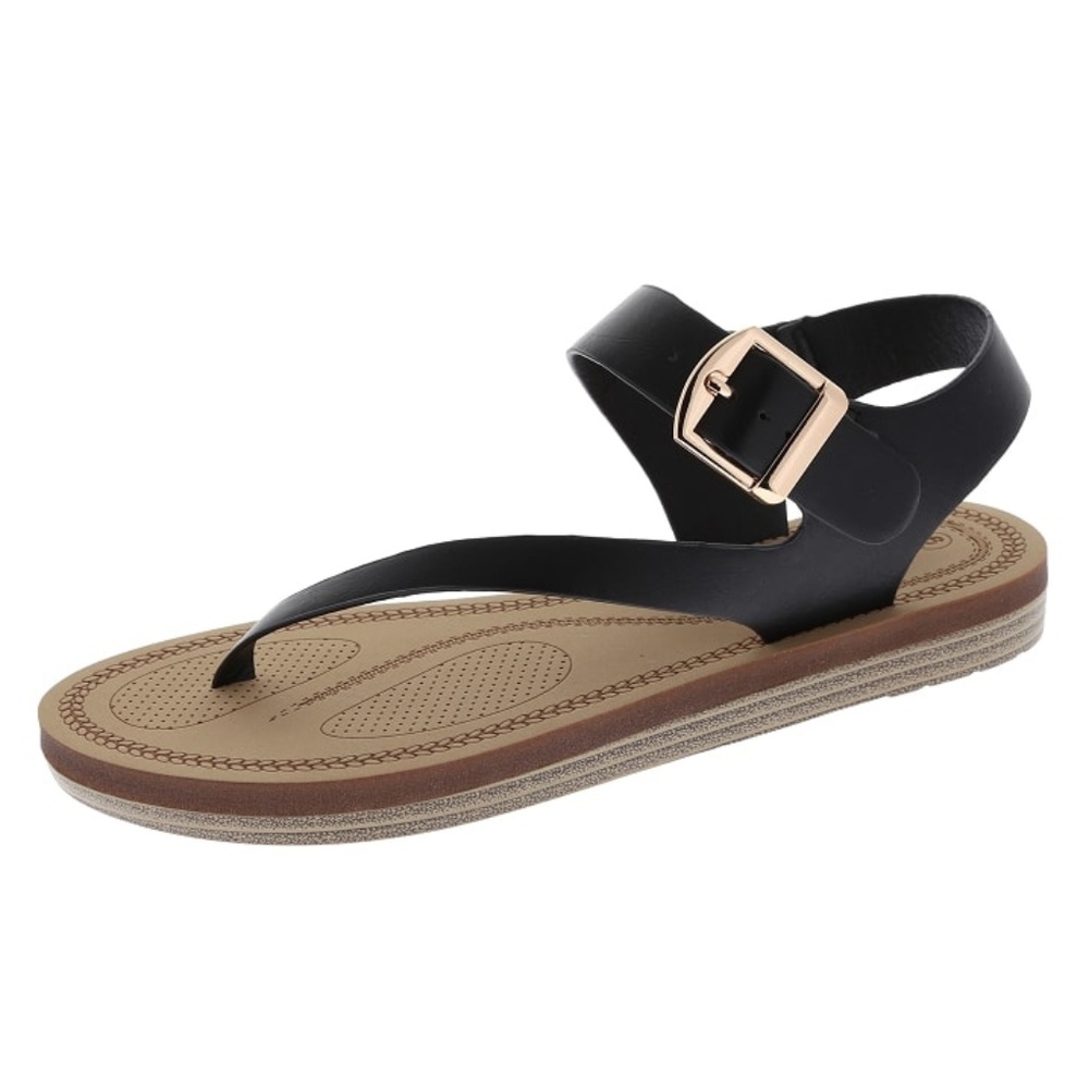 Black Buckle Sandals